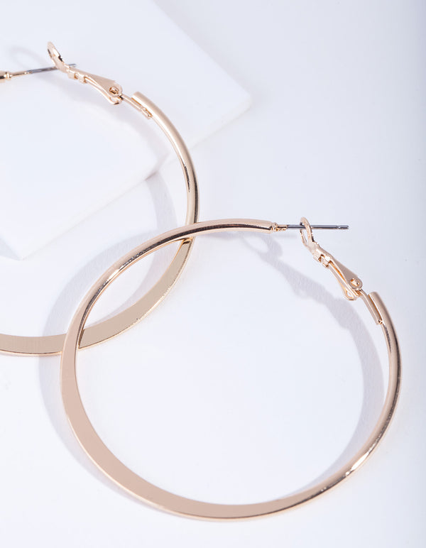 Gold Flat Edge Hoop Earrings
