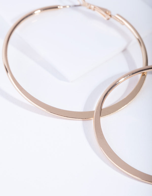 Gold Flat Edge Hoop Earrings