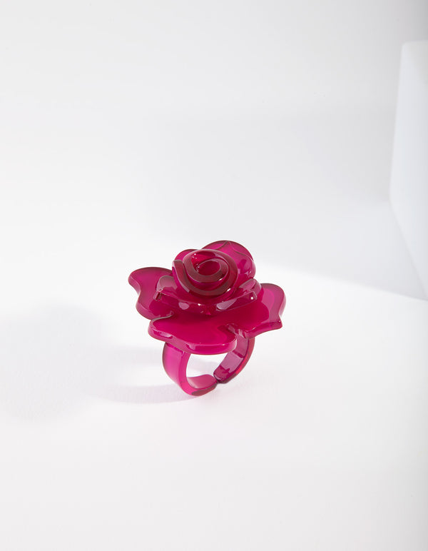 Acrylic Pink Flower Ring