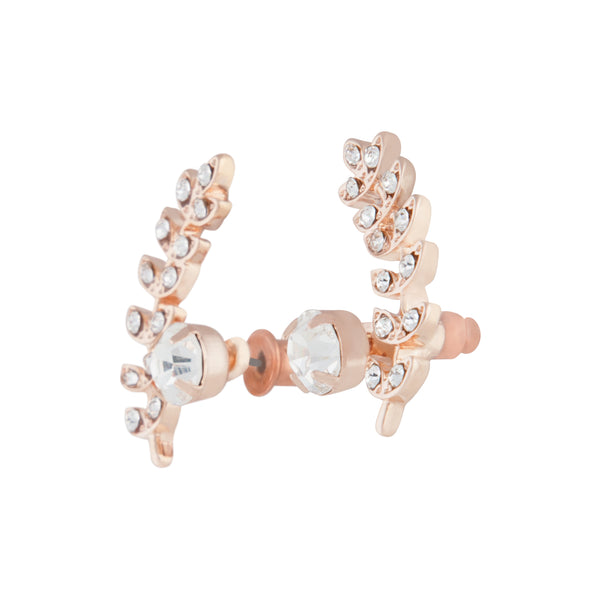 Rose Gold Greek Leaf Jacket Stud Earrings