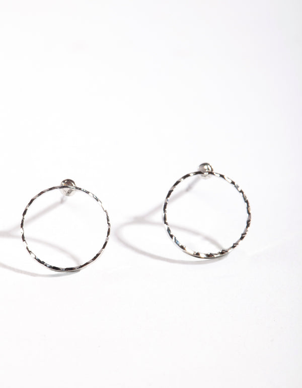 Silver Open Circle Stud Earrings