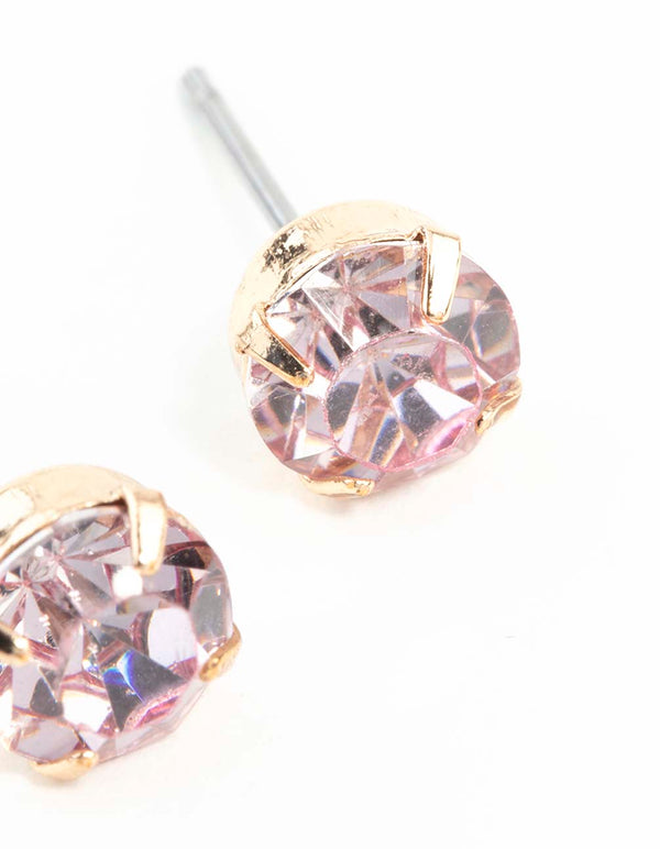 Pink Claw Diamante Stud Earrings