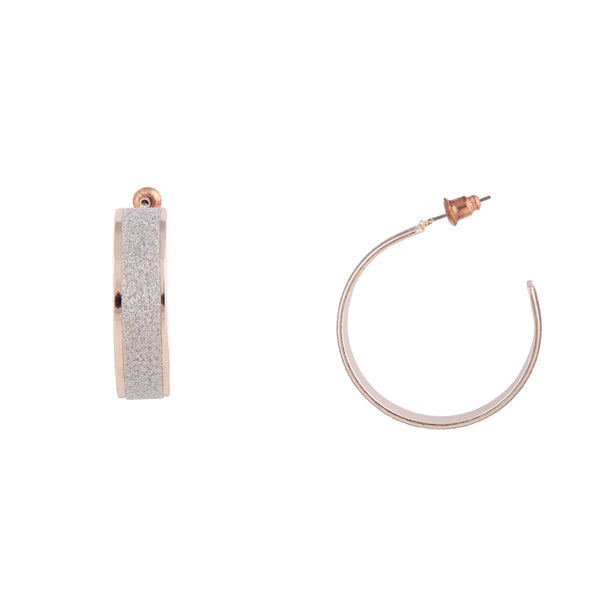 Rose Gold Glitter 3cm Hoop Earrings
