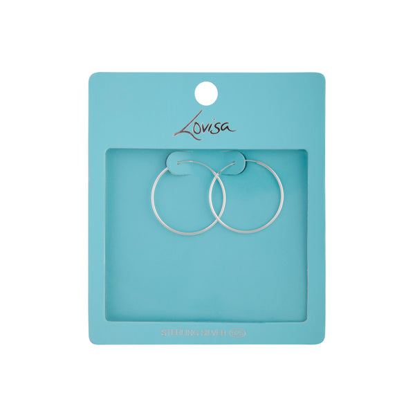 Sterling Silver Fine 3cm Hoop Earrings