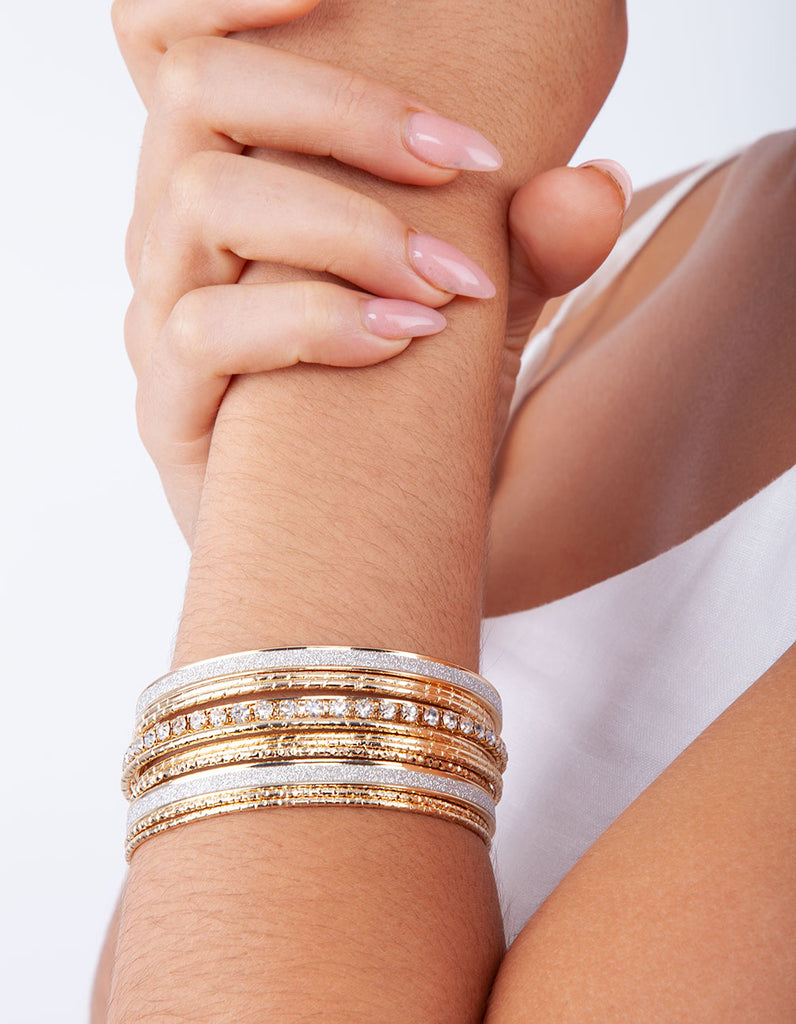 アパルトモン　MARA MCS GOLD BANGLE ２点セット Mixed Gold & Diamante Stackable Bangle 20 Piece Set - Lovisa