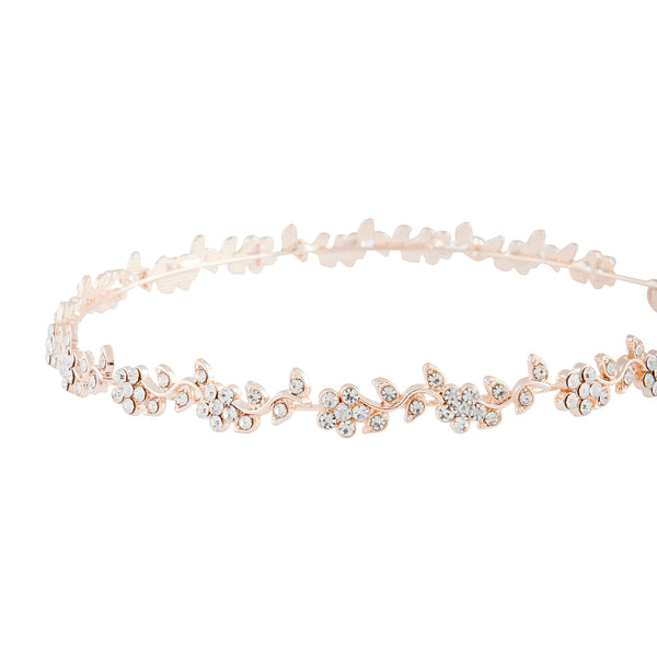 Rose Gold Diamante Leaf Tie Headband
