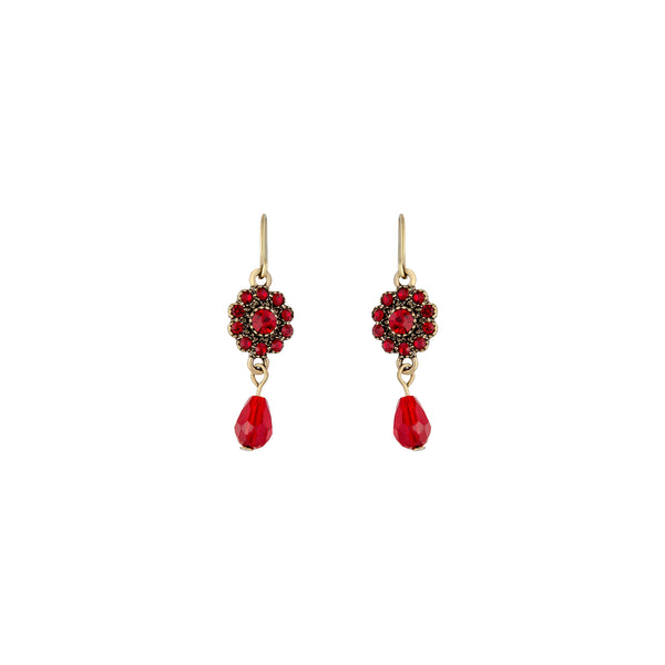 Red Crystal Flower Facet Earrings