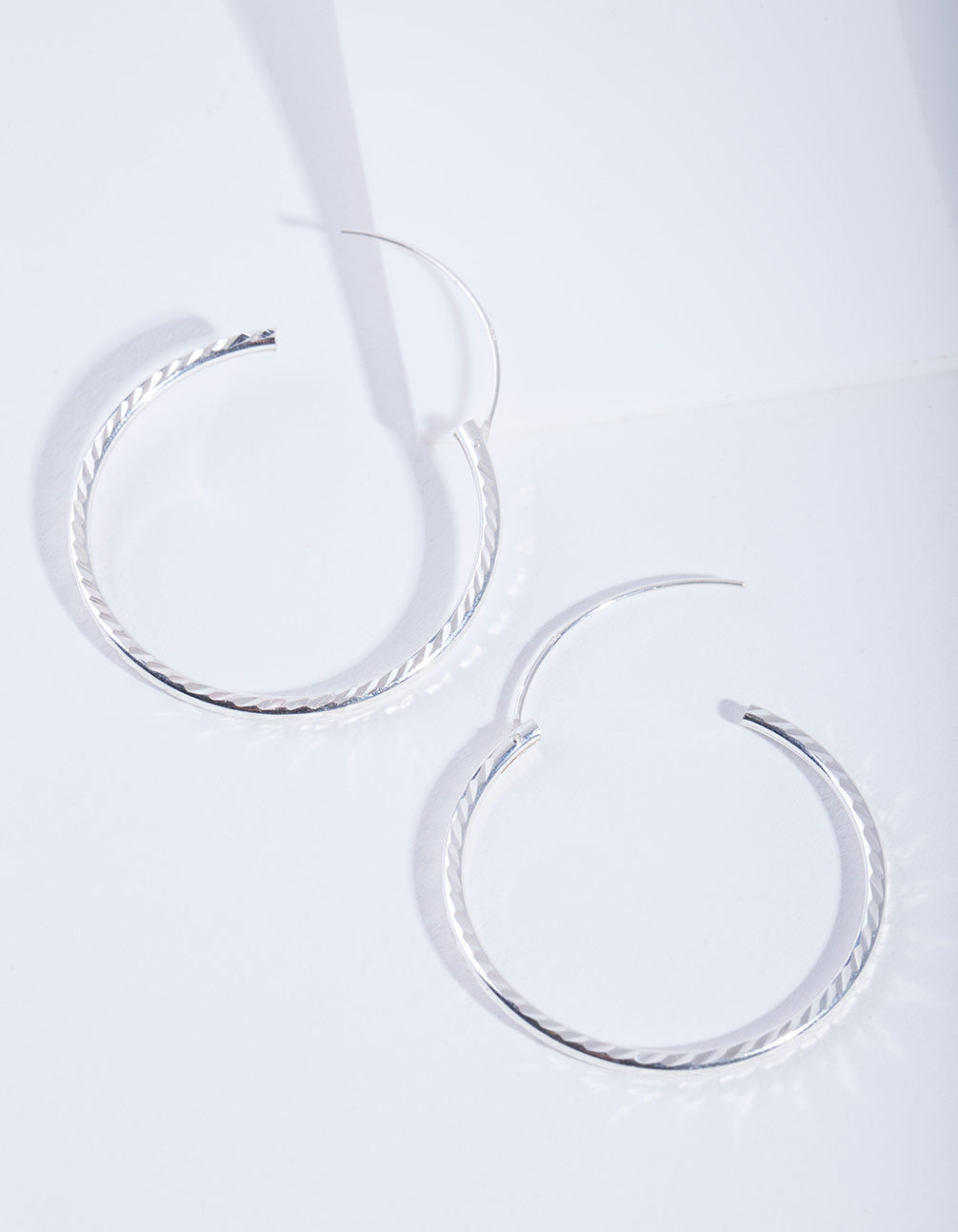Sterling Silver Diamond Cut 35Mm Hoop