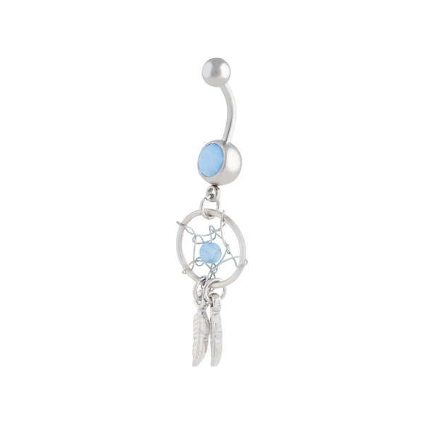 Surgical Steel Blue Diamante Dreamcatcher Belly Bar