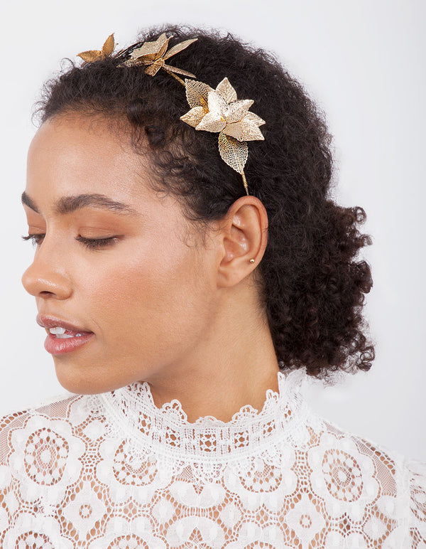 Golden Cluster Leaf Headband