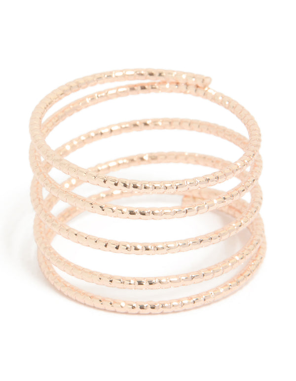 Rose Gold Diamond Cut Spiral Ring