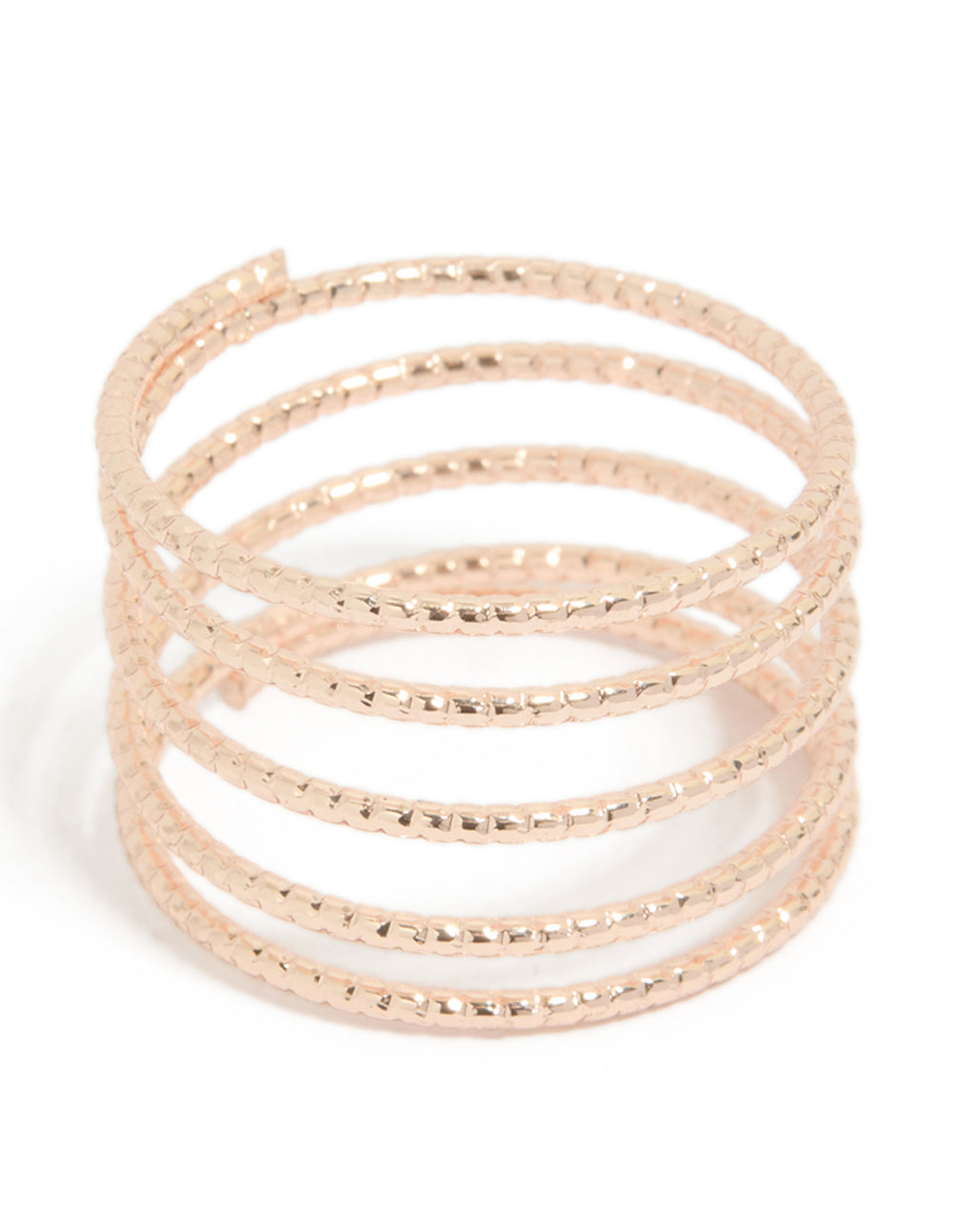 Rose Gold Diamond Cut Spiral Ring