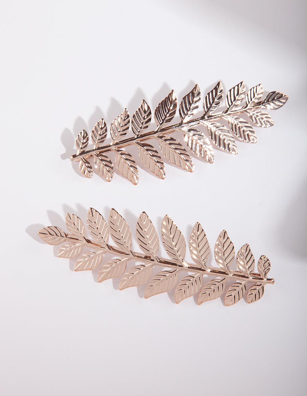 Rose Gold Leaf Hair Clip Duo Pack