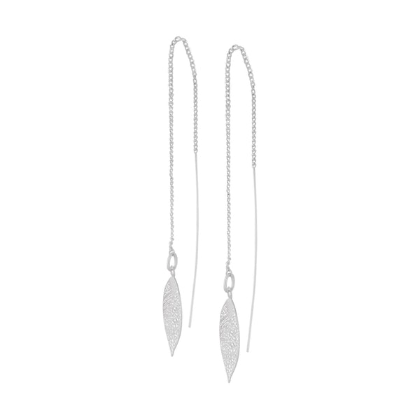 Silver Filigree Leaf Thread Through Earrings