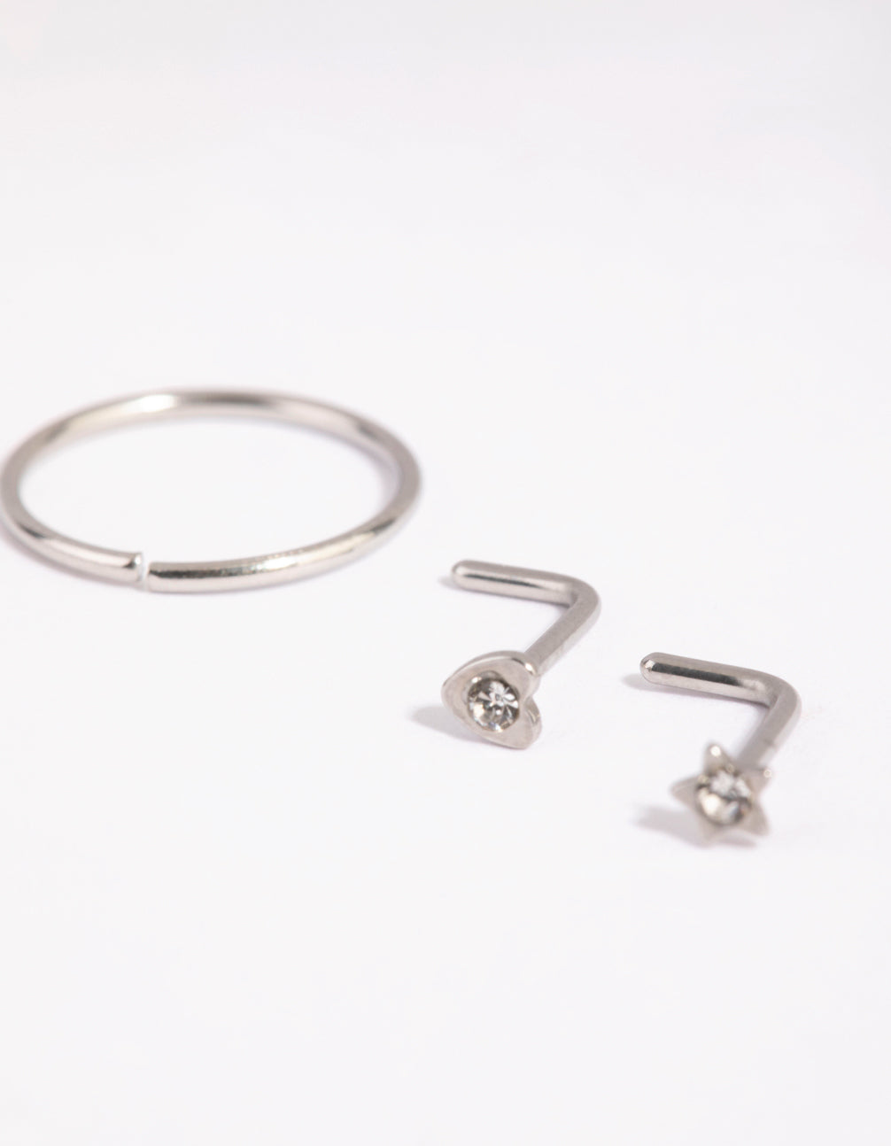 Surgical Steel Star Heart Nose Ring Pack