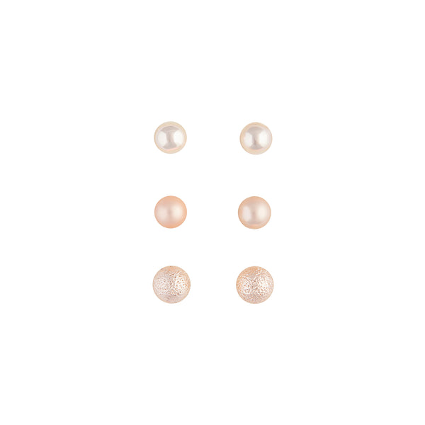 Rose Gold Textured Ball Earring Pack