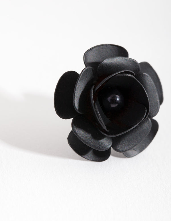 Black Rose Stud Earrings