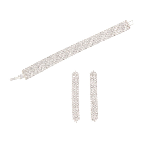 Silver Cup Chain Earrings & Bracelet Set