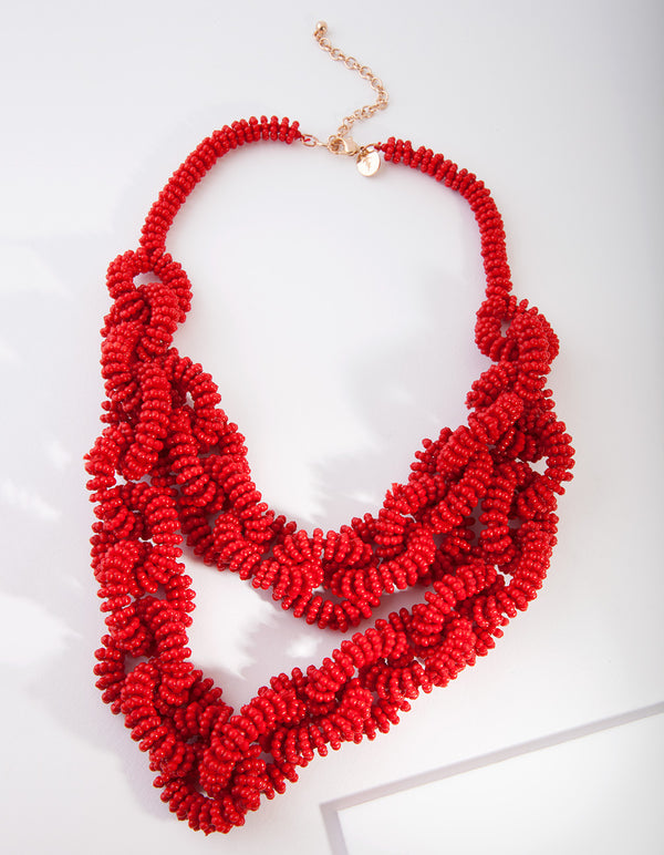 Silver Seed Bead Linked Necklace