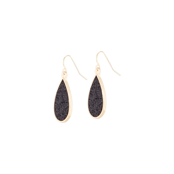 Black Gold Glitter Teardrop Earrings