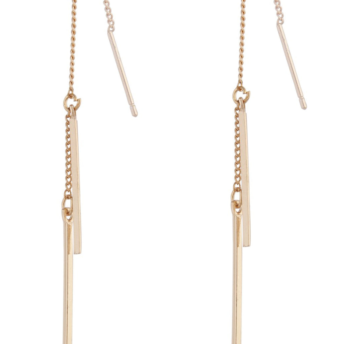 Gold Chain & Bar Drop Earrings