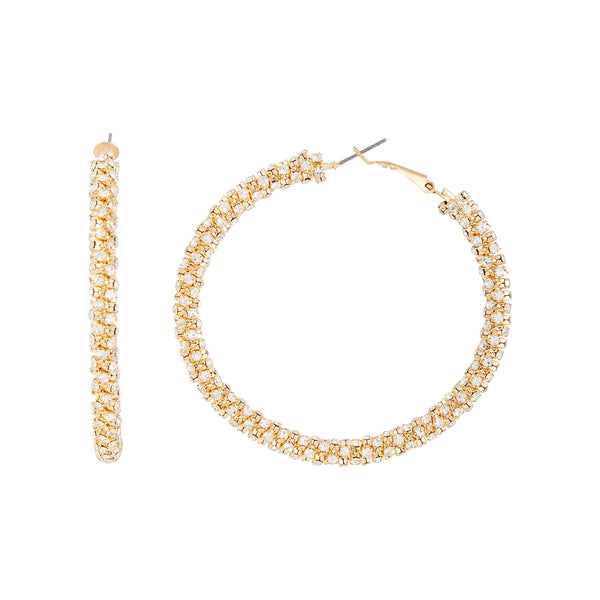 Gold Diamante Cup Chain Large Hoop