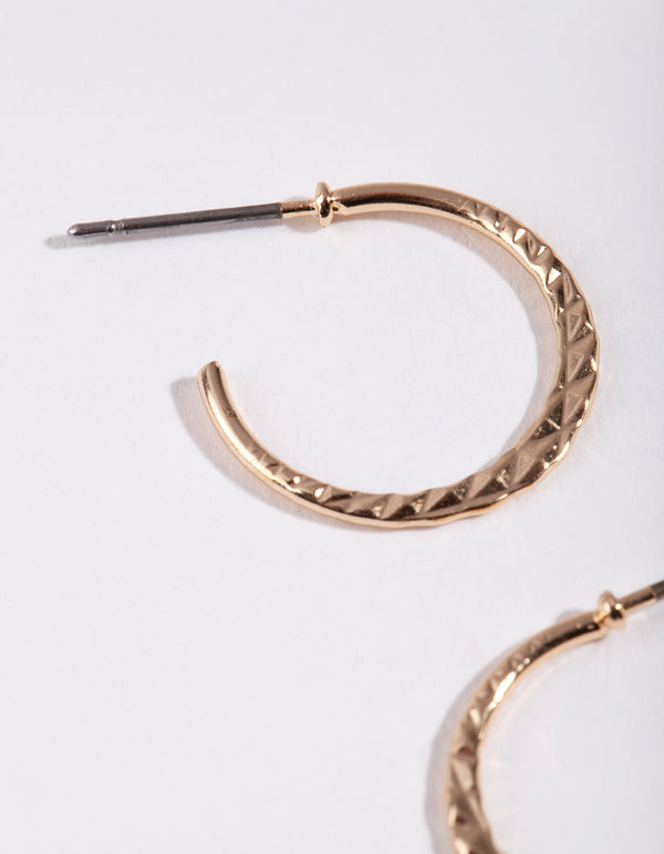 Gold 16MM Beaded Hoop Earrings