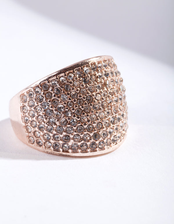 Rose Gold Round Diamante Ring