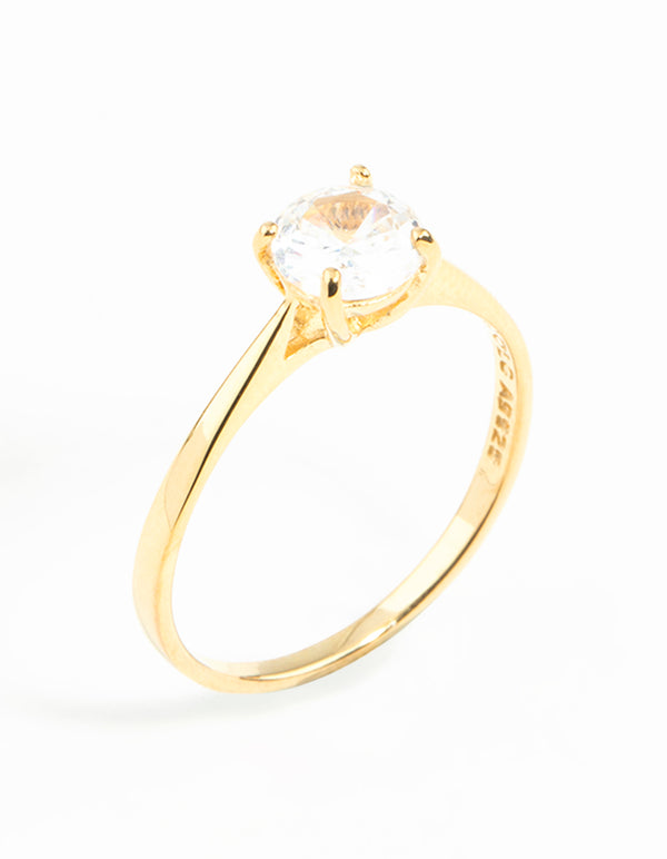 Gold Plated Sterling Silver Round Engagement Ring
