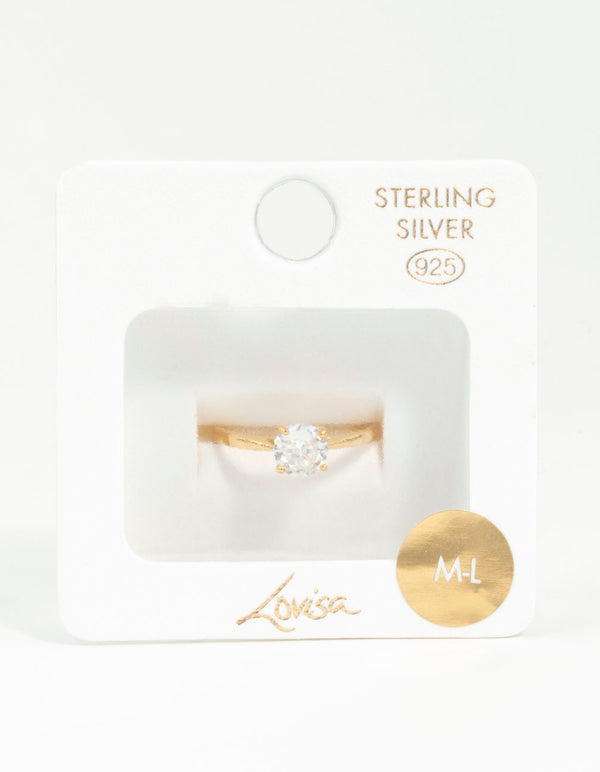 Gold Plated Sterling Silver Round Engagement Ring