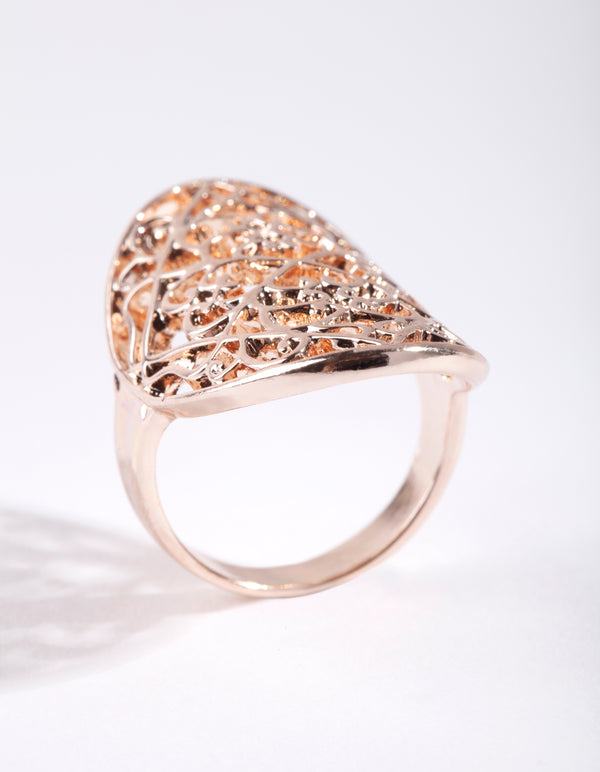 Rose Gold Filigree Shield Ring