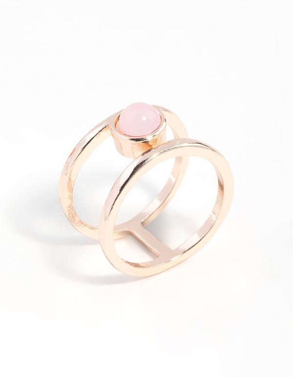 Rose Gold Double Band Centre Stone Ring