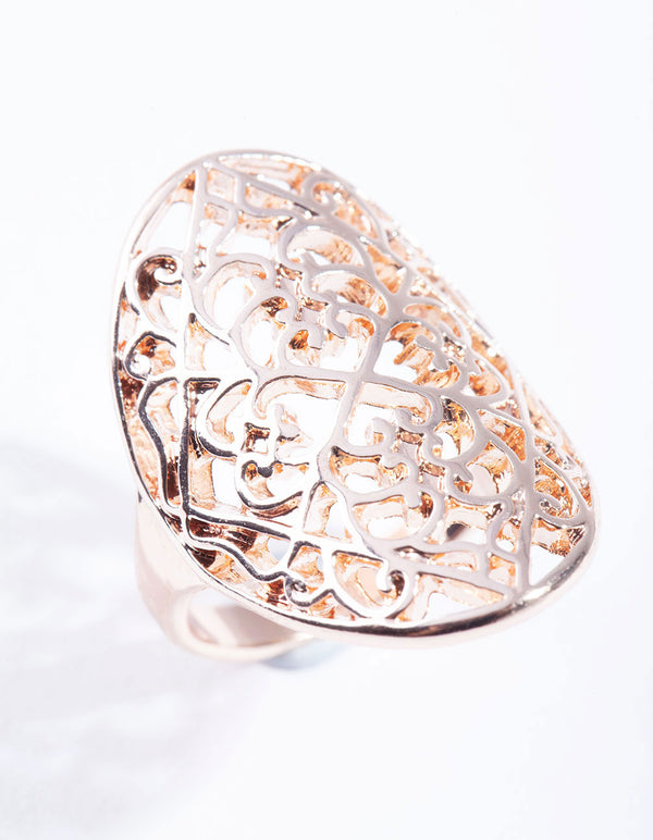 Rose Gold Filigree Shield Ring
