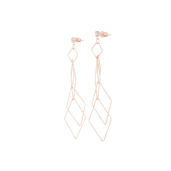 Rose Gold Fine Diamond Diamante Cut Earrings