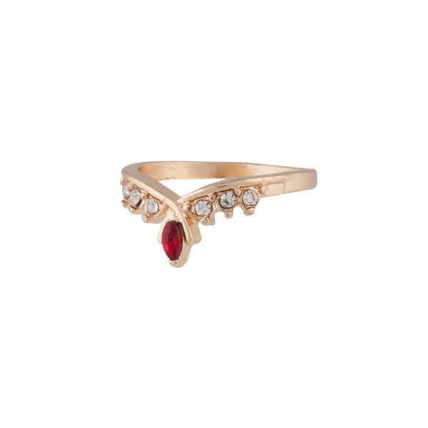 Gold Diamante Red Chevron Engagement Band