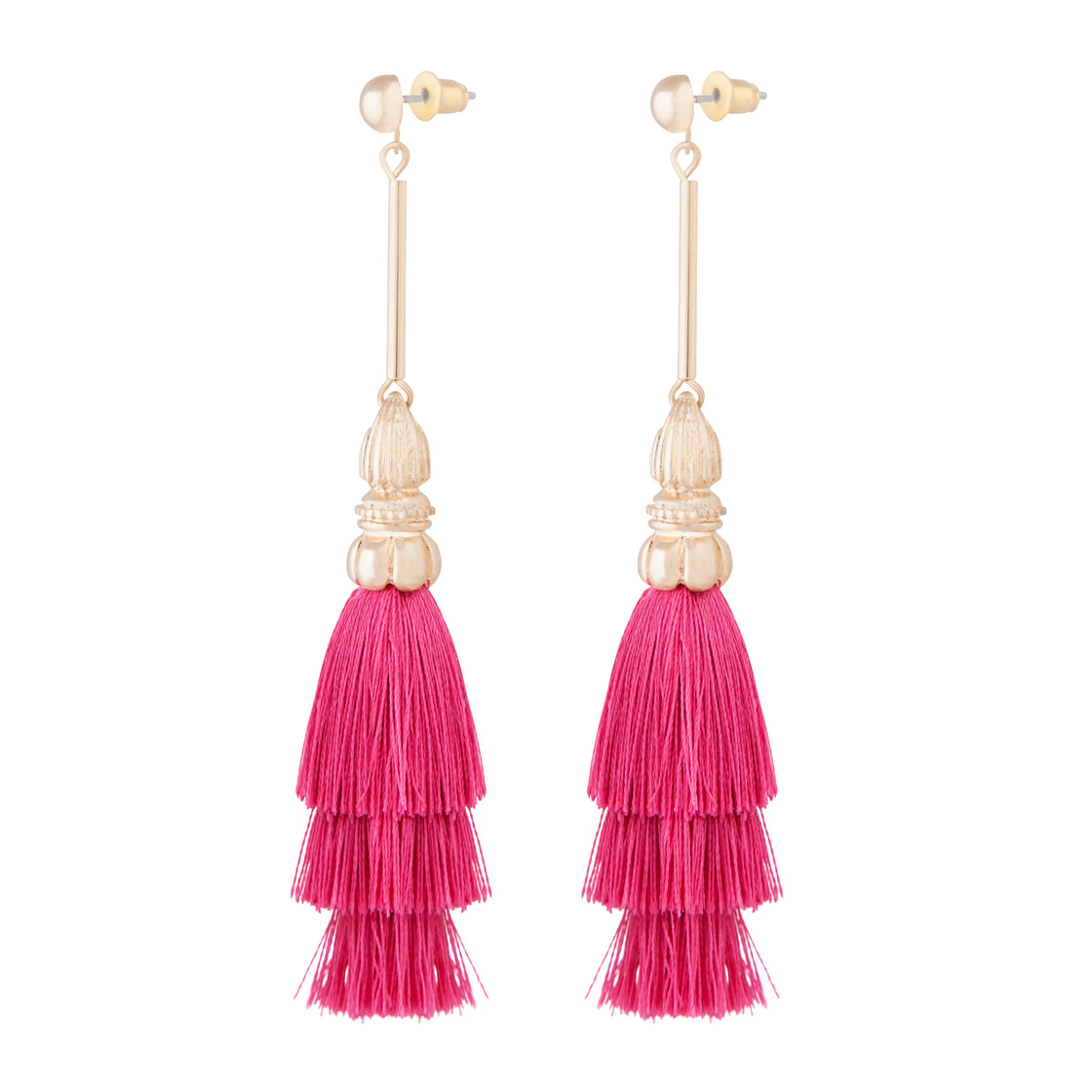 Fuchsia Rah Rah Tassel Drop Earrings