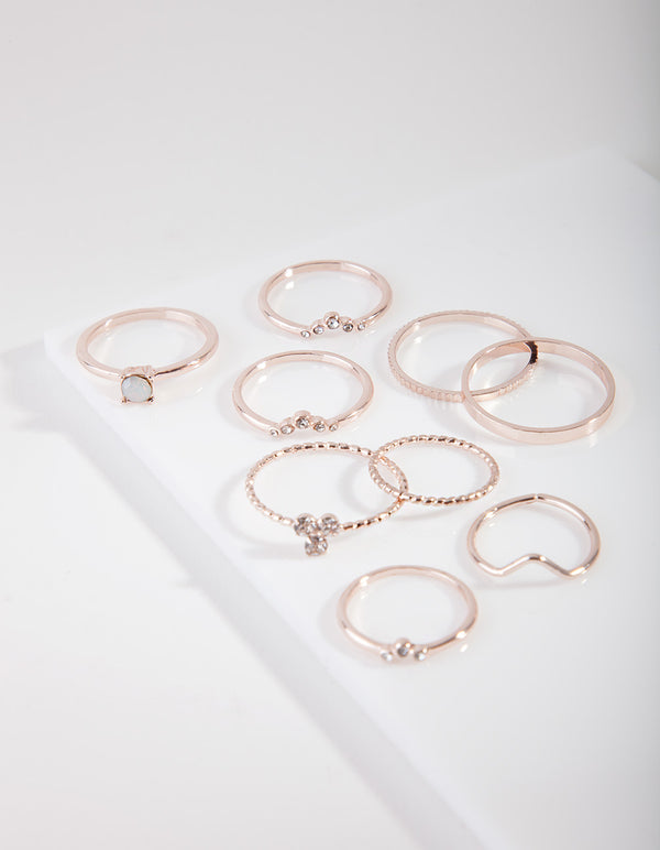 Rose Gold Fine Moonstone Inspired Ring Pack