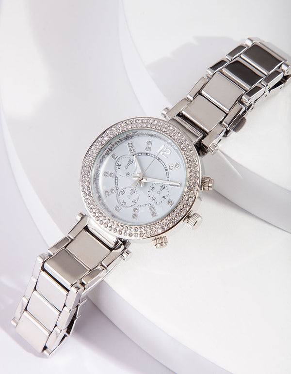 Silver Diamante Glam Watch