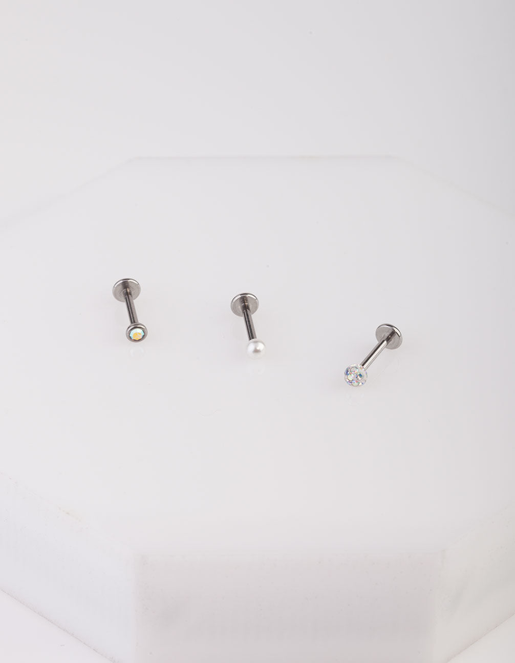 Surgical Steel Diamante Pearl Flat Back Earring Pack