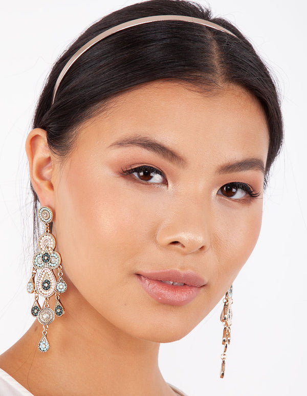 Mint & White Seed bead Drop Earrings