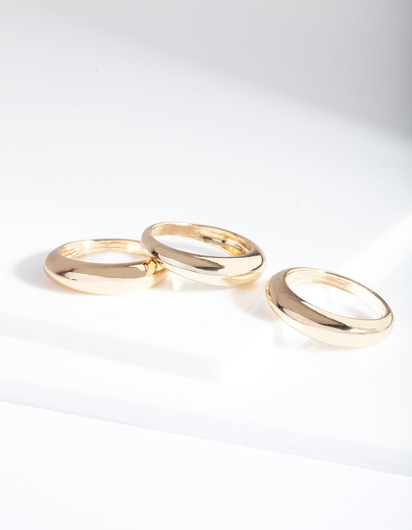Gold Polished Ring Stack