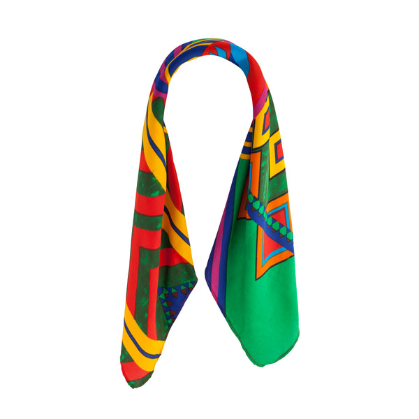 Multi-Coloured Square Geometric Bandana Hair Scarf
