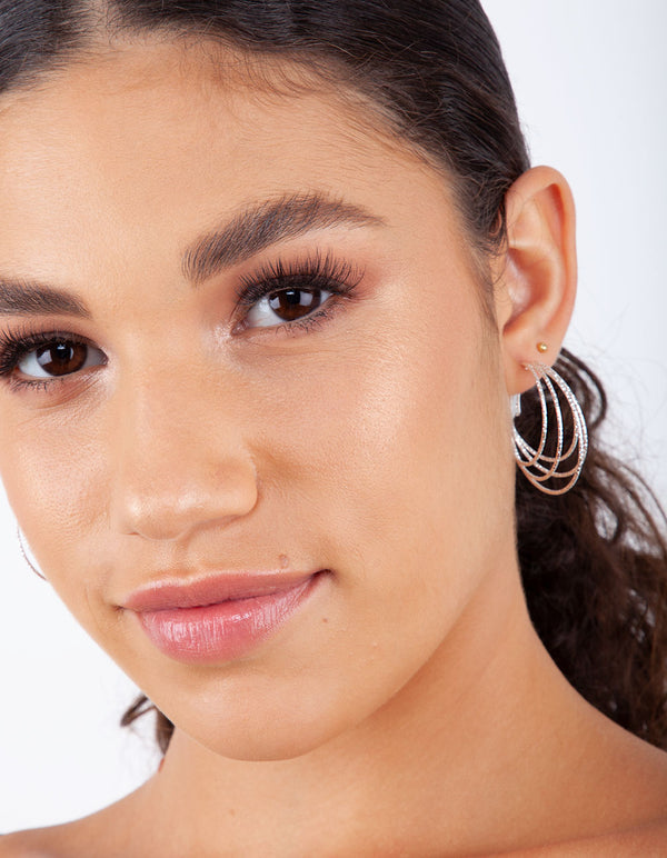 Silver Multi Ring Hoop Earrings