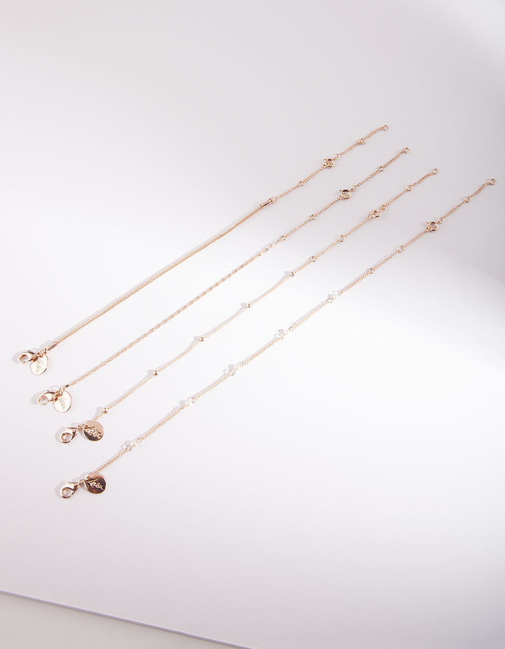 Chains Pearls Rose Gold Bracelet & Anklet 4-Pack