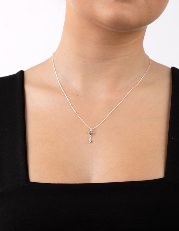 Sterling Silver Key Pendant Necklace