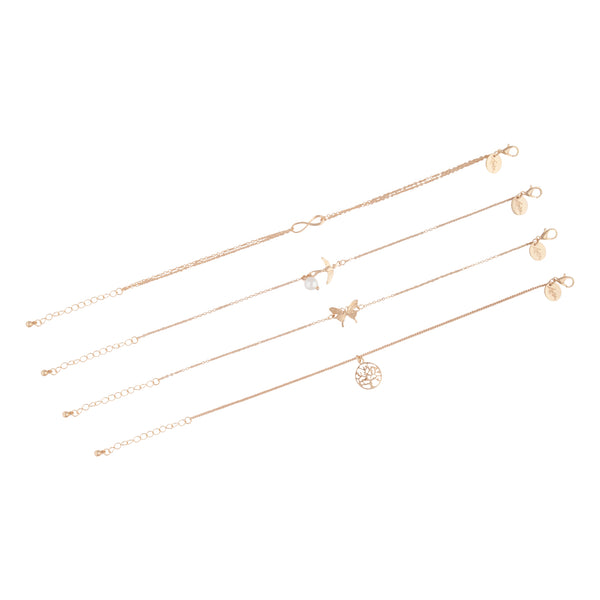 Tree Infinity Bird Anklet 4 Pack