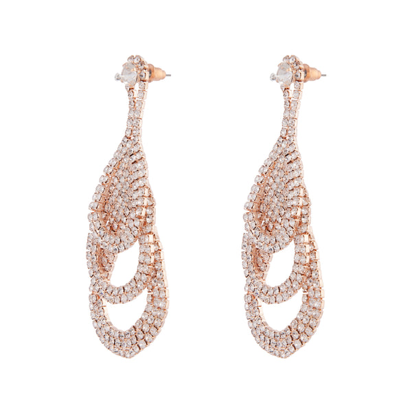 Rose Gold Thick Diamante Loop Earrings