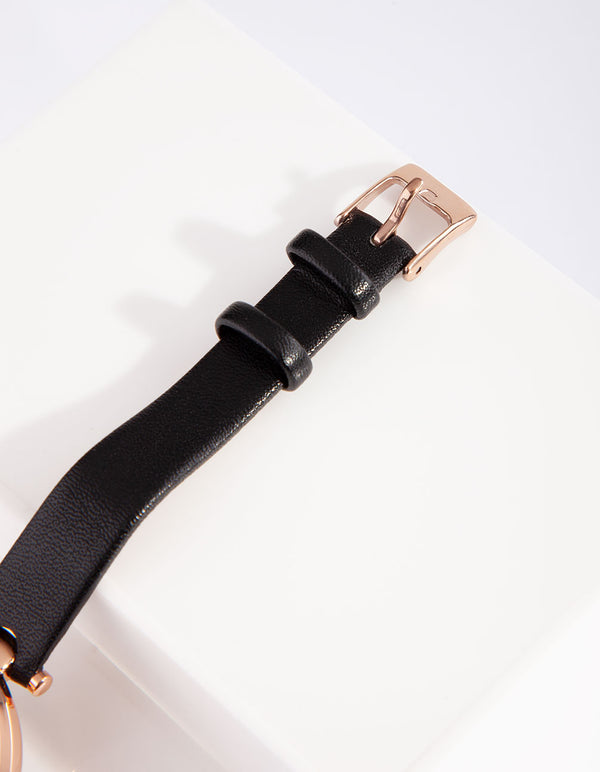 Black Rose Gold Marble Face Watch