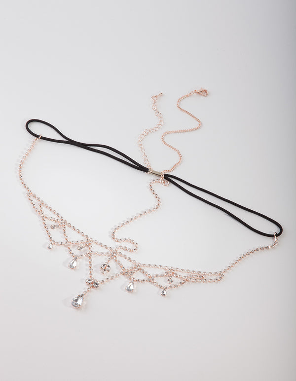 Rose Gold Crystal Jewel Drop Headchain