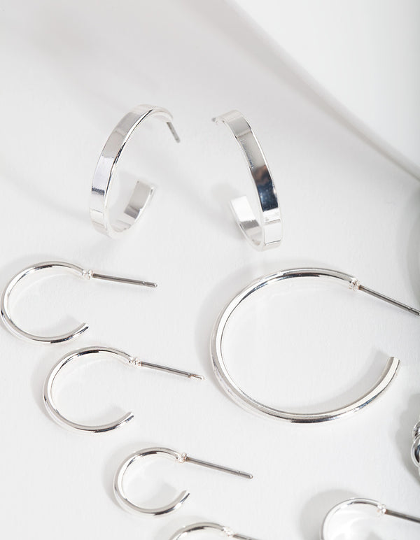 Silver Sleeper Hoop Earring 6-Pack